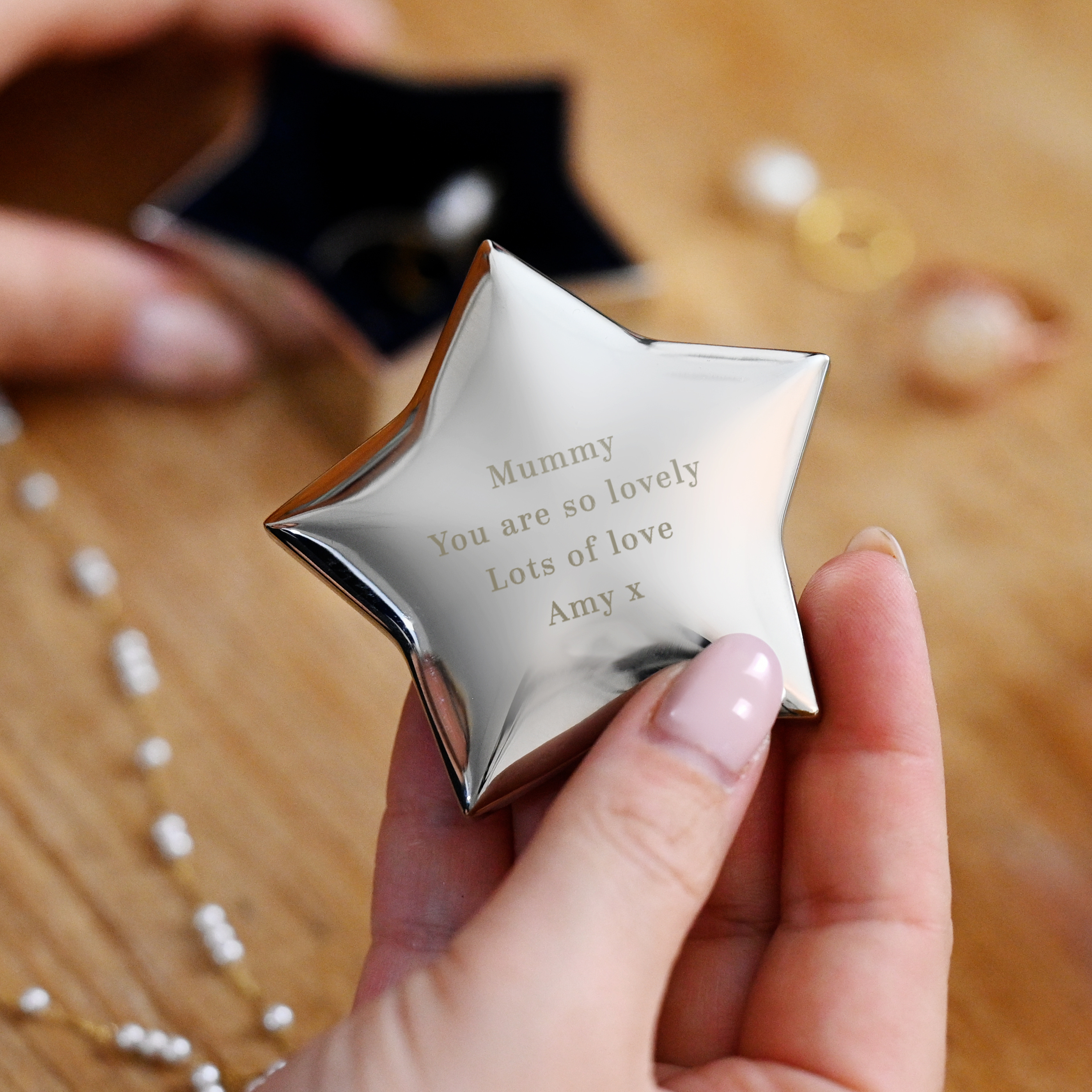 Personalised Engraved Star Trinket Box, Elegant Storage